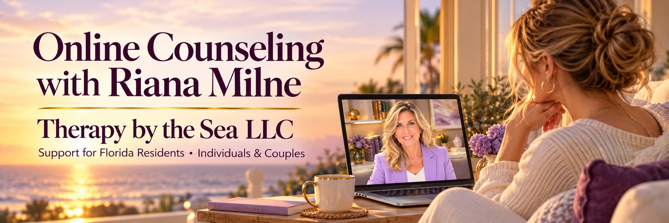 Online Counseling with Riana Milne, Therapy by the Sea LLC, for Florida residents