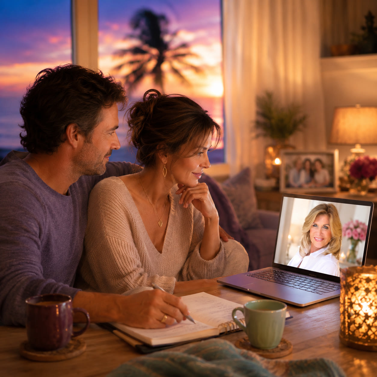 A couple working through a relationship course together